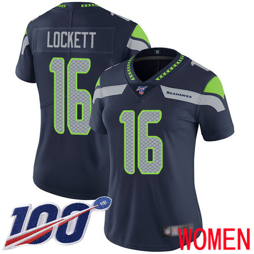 Seattle Seahawks Limited Navy Blue Women Tyler Lockett Home Jersey NFL Football #16 100th Season Vapor Untouchable->youth nfl jersey->Youth Jersey